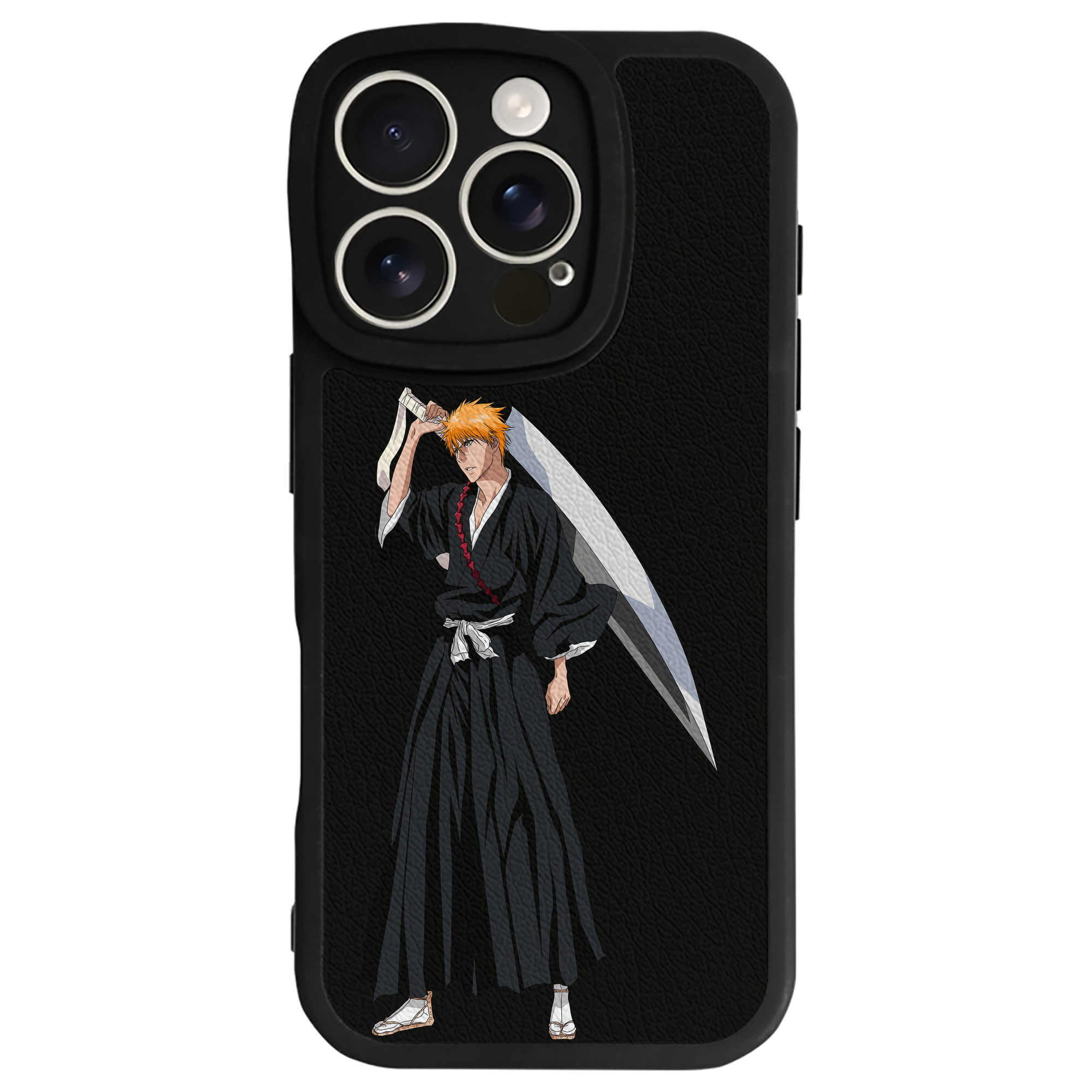 （画像用） ブリーチ 黒崎一護（くろさき いちご）BLEACH Kurosaki Ichigo 【iPhone 16シリーズ対応】シリコンスマホケース（レザー調） 材質：シリコン